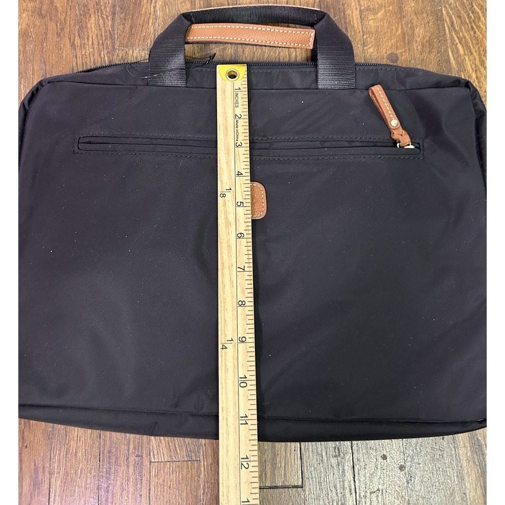 black nylon BRIC'S Milano Briefcase Leather Logo Front Pocket - Picture 8 of 8